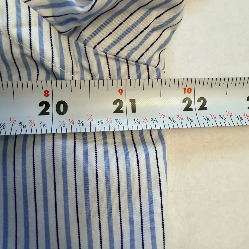 Ralph Lauren 15.5 M Button Down Long Sleeve White Blue Stripe Dress Casual Shirt - Picture 7 of 8